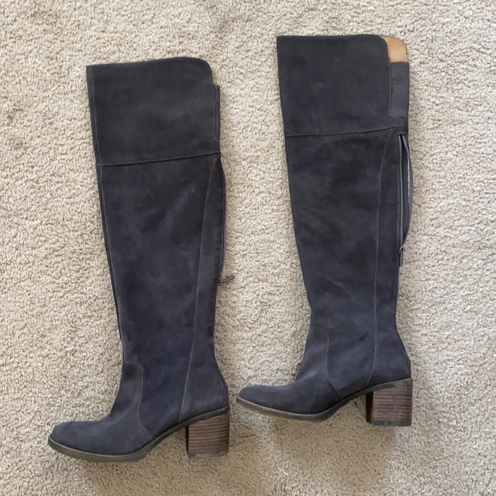 Grey over the knee boots